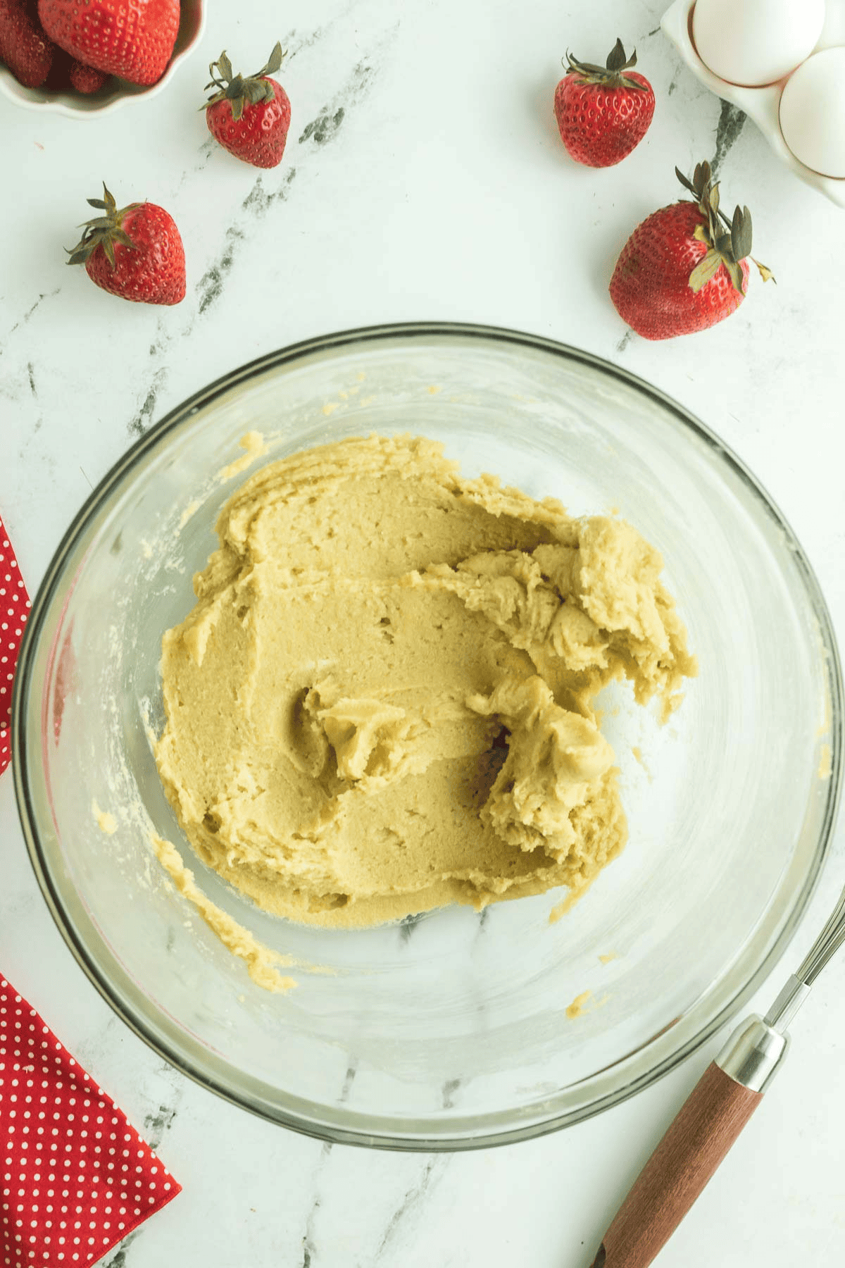 creamed butter and sugar in bowl