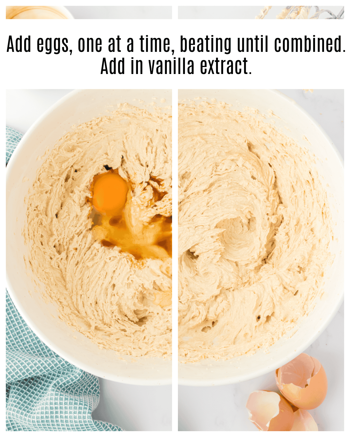 eggs and vanilla added creamed butter and sugar