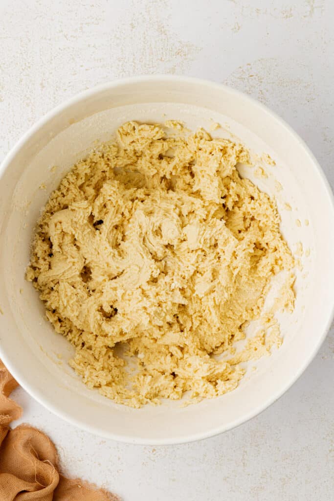 cinnamon roll cookie dough in a bowl