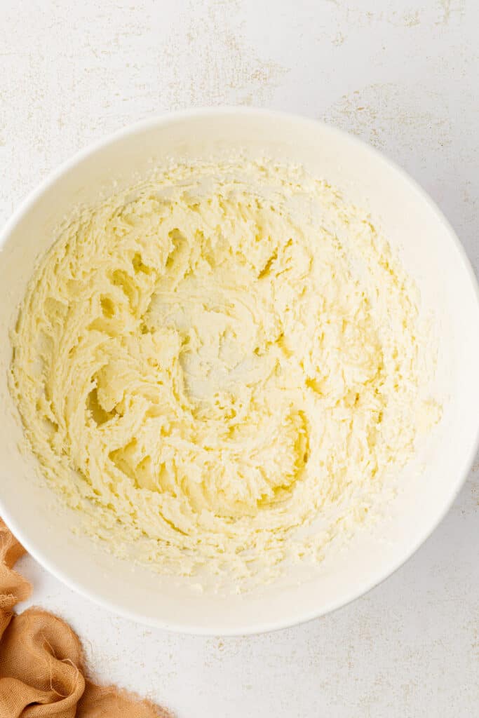 creamed butter and sugar in a bowl