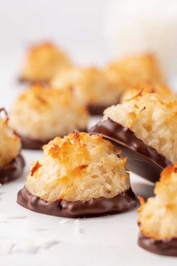 coconut macaroons stacked on each other