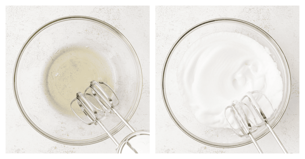 egg whites whipped up by a mixer
