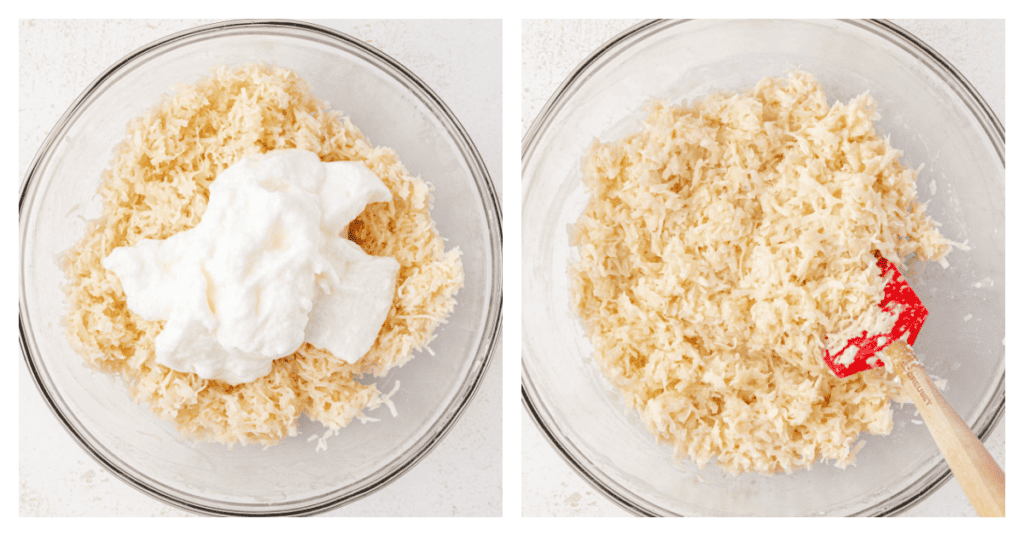 egg whites folded into coconut macaroon mixture