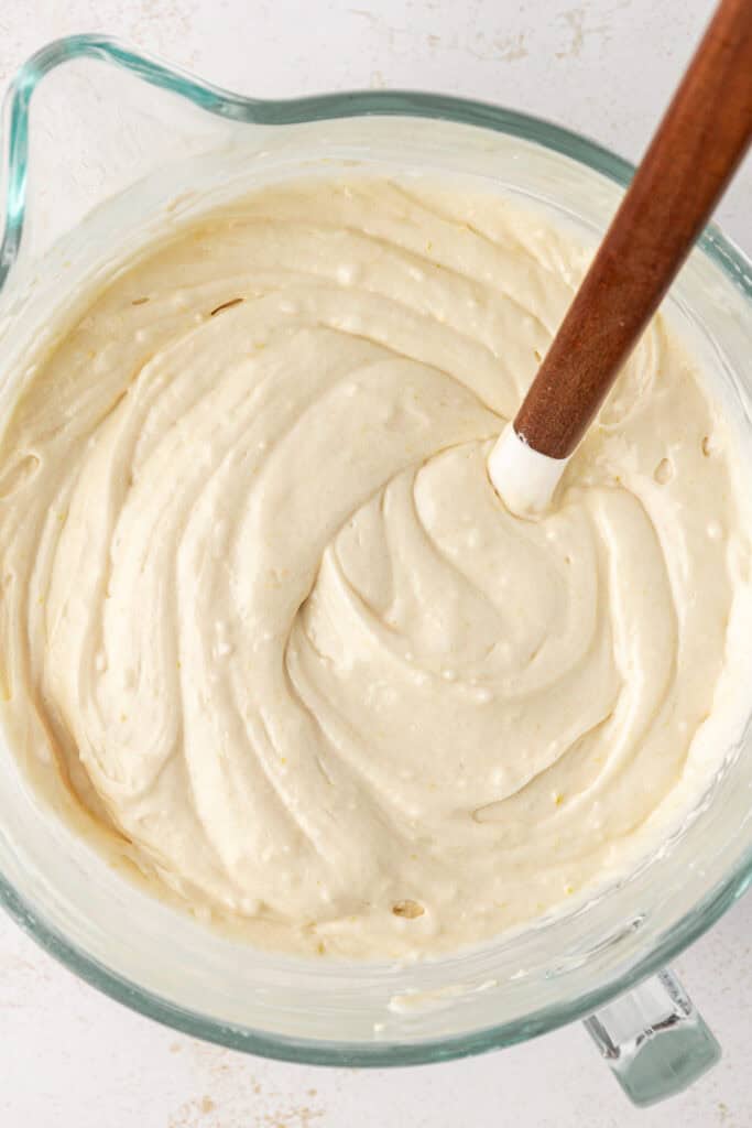vanilla cake batter in a bowl