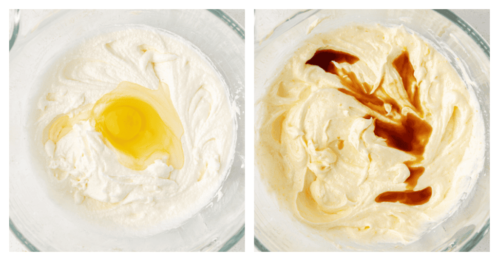 eggs and vanilla added to cake batter