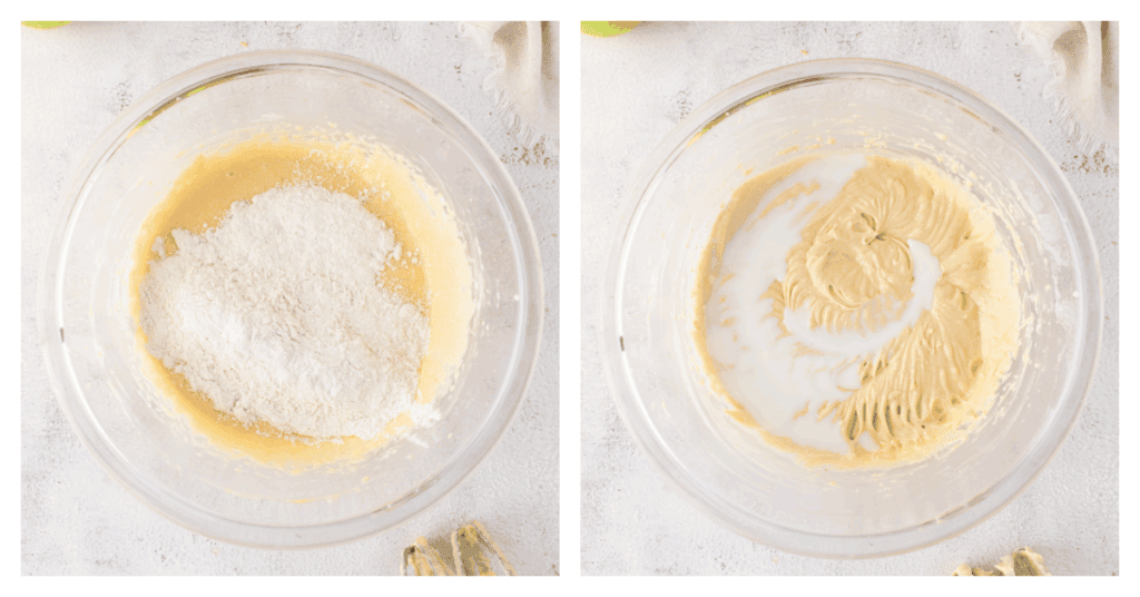 flour and milk alternated to cake batter