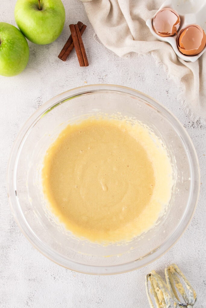 upside-down cake batter in a bowl