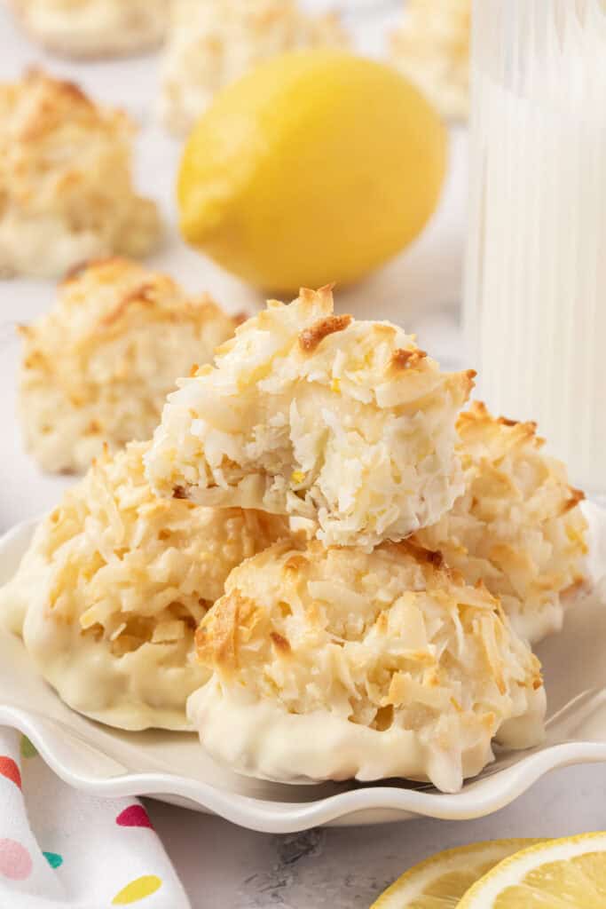 a plate of coconut macaroons