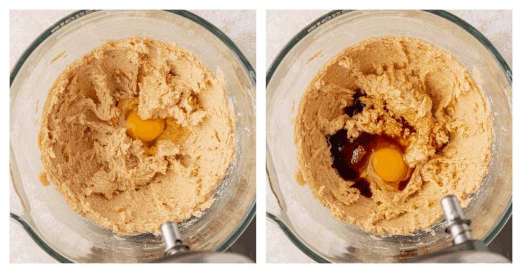 eggs and vanilla added to cookie dough