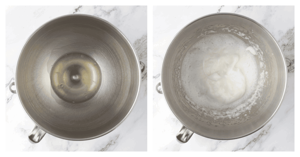 egg whites whipped in a bowl